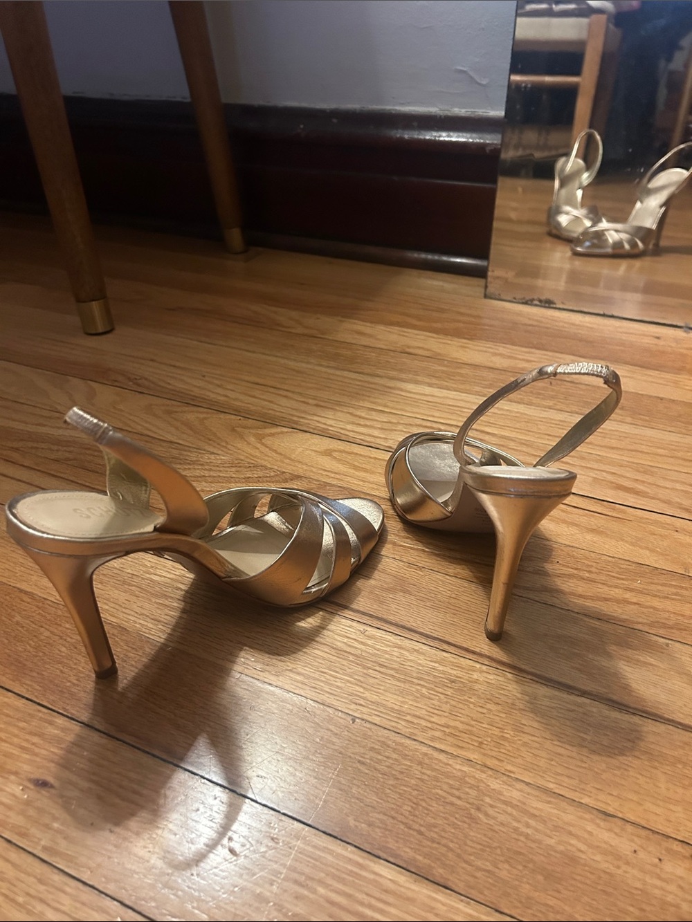 Never Worn Schutz Metallic Gold Keefa Sling Heels - Women